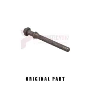 Metal bolt isolated on white, original equipment part.